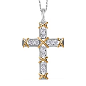 Moissanite XO Pendant Necklace 20 Inches in Vermeil YG and Platinum Over Sterling Silver 1.00 ctw