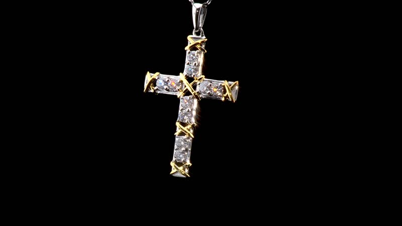 Moissanite XO Pendant Necklace 20 Inches in Vermeil YG and Platinum Over Sterling Silver 1.00 ctw