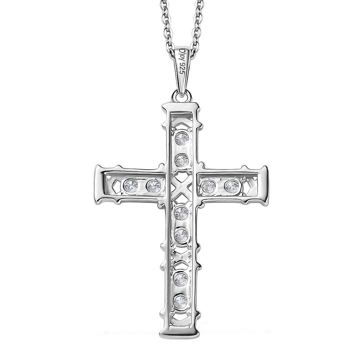 Moissanite XO Pendant Necklace 20 Inches in Vermeil YG and Platinum Over Sterling Silver 1.00 ctw
