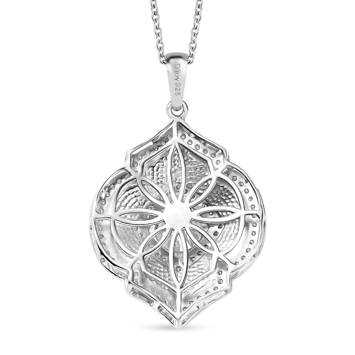 Moissanite (Rnd 8mm), Green Enameled Pendant Necklace (20 Inches) in Platinum Over Sterling Silver 2.75 ctw image number 4