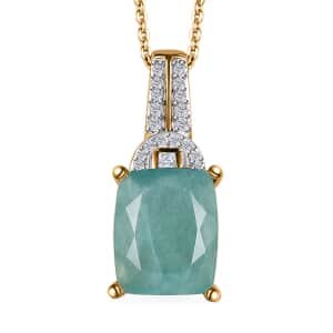 Premium Grandidierite and White Zircon Pendant Necklace 20 Inches in Vermeil Yellow Gold Over Sterling Silver 3.60 ctw