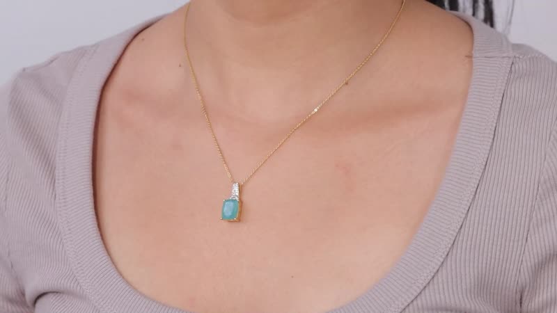 Premium Grandidierite and White Zircon Pendant Necklace 20 Inches in Vermeil Yellow Gold Over Sterling Silver 3.60 ctw