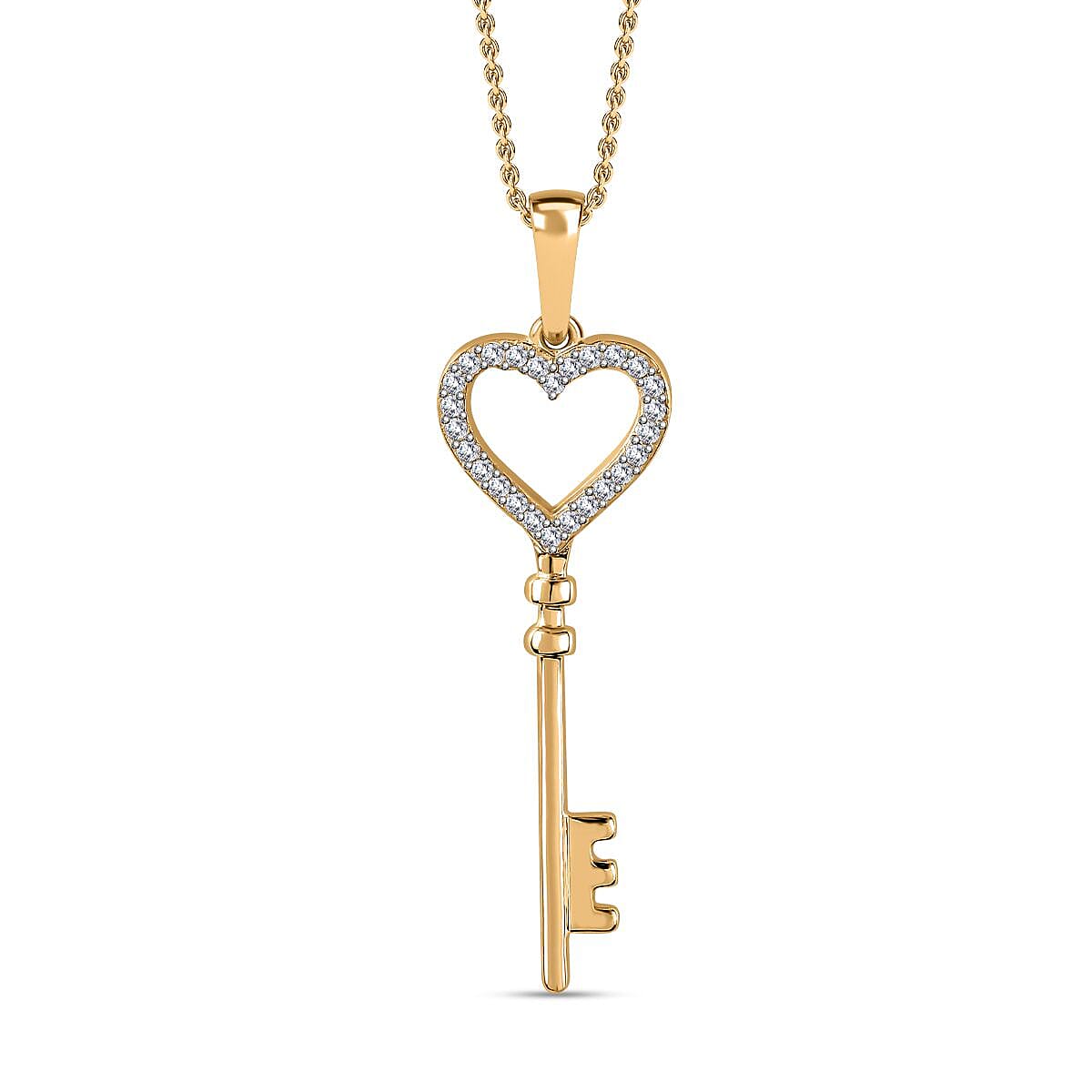 Moissanite 0.20 ctw Pendant Necklace (20 Inches) in Vermeil YG Over Sterling Silver