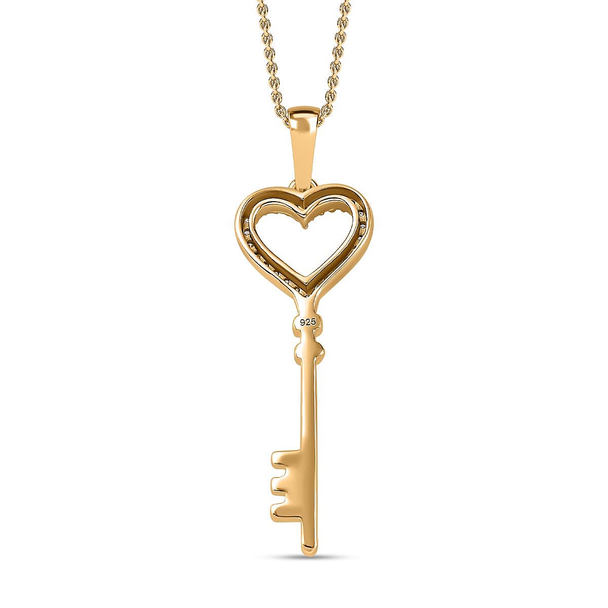 Moissanite 0.20 ctw Pendant Necklace (20 Inches) in Vermeil YG Over Sterling Silver