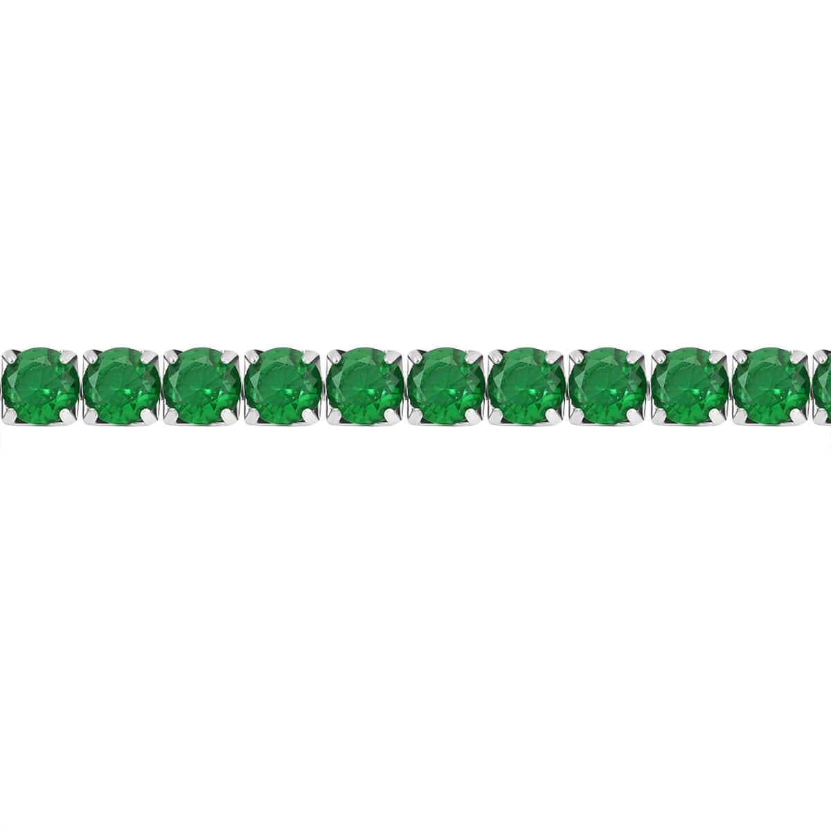 Simulated Green Diamond Earrings and Bracelet (6.75In) in Silvertone image number 2