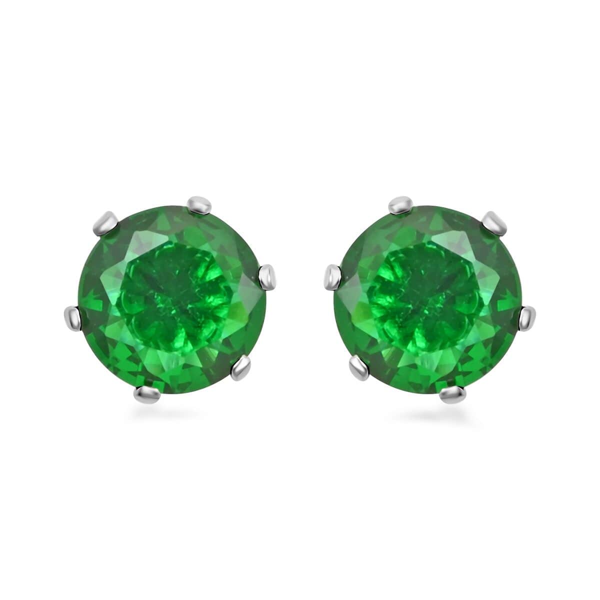 Simulated Green Diamond Earrings and Bracelet (6.75In) in Silvertone image number 5