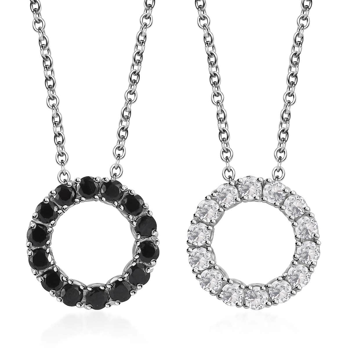 6 Piece Set - Thai Black Spinel, White Zircon Earrings, Ring (Size 5) and Pendant Necklace (20 Inches) in Stainless Steel 9.00 ctw image number 5