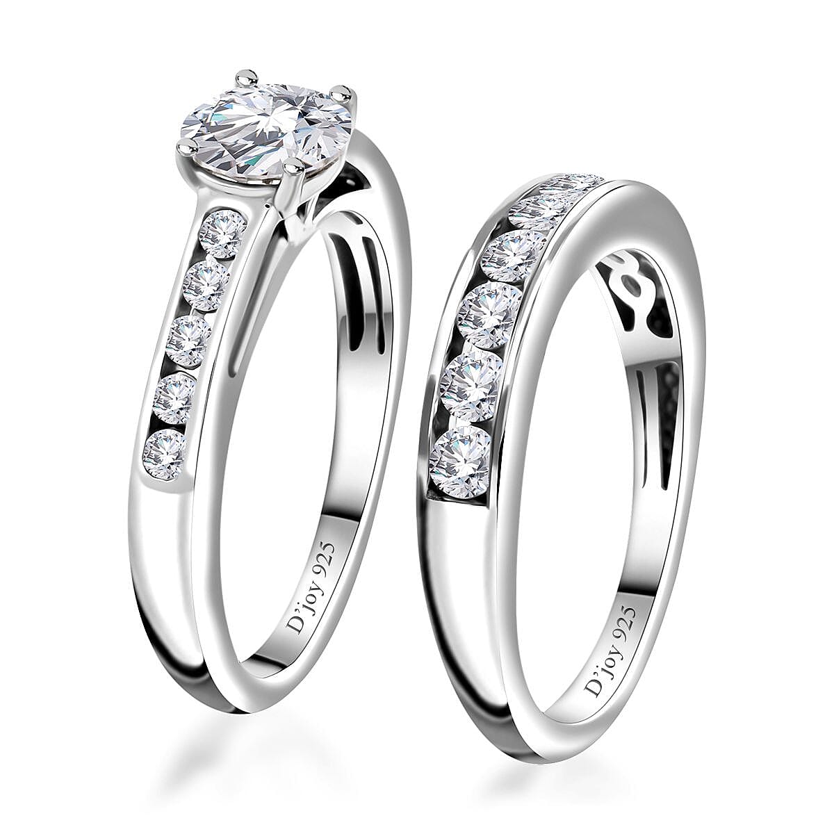 Moissanite Set of 2 Stackable Ring in Platinum Over Sterling Silver (Size 8.0) 1.50 ctw image number 3