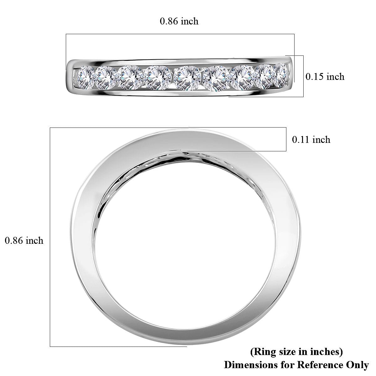 Moissanite Set of 2 Stackable Ring in Platinum Over Sterling Silver (Size 8.0) 1.50 ctw image number 4