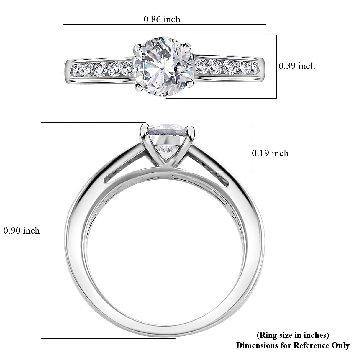 Moissanite Set of 2 Stackable Ring in Platinum Over Sterling Silver (Size 8.0) 1.50 ctw image number 5