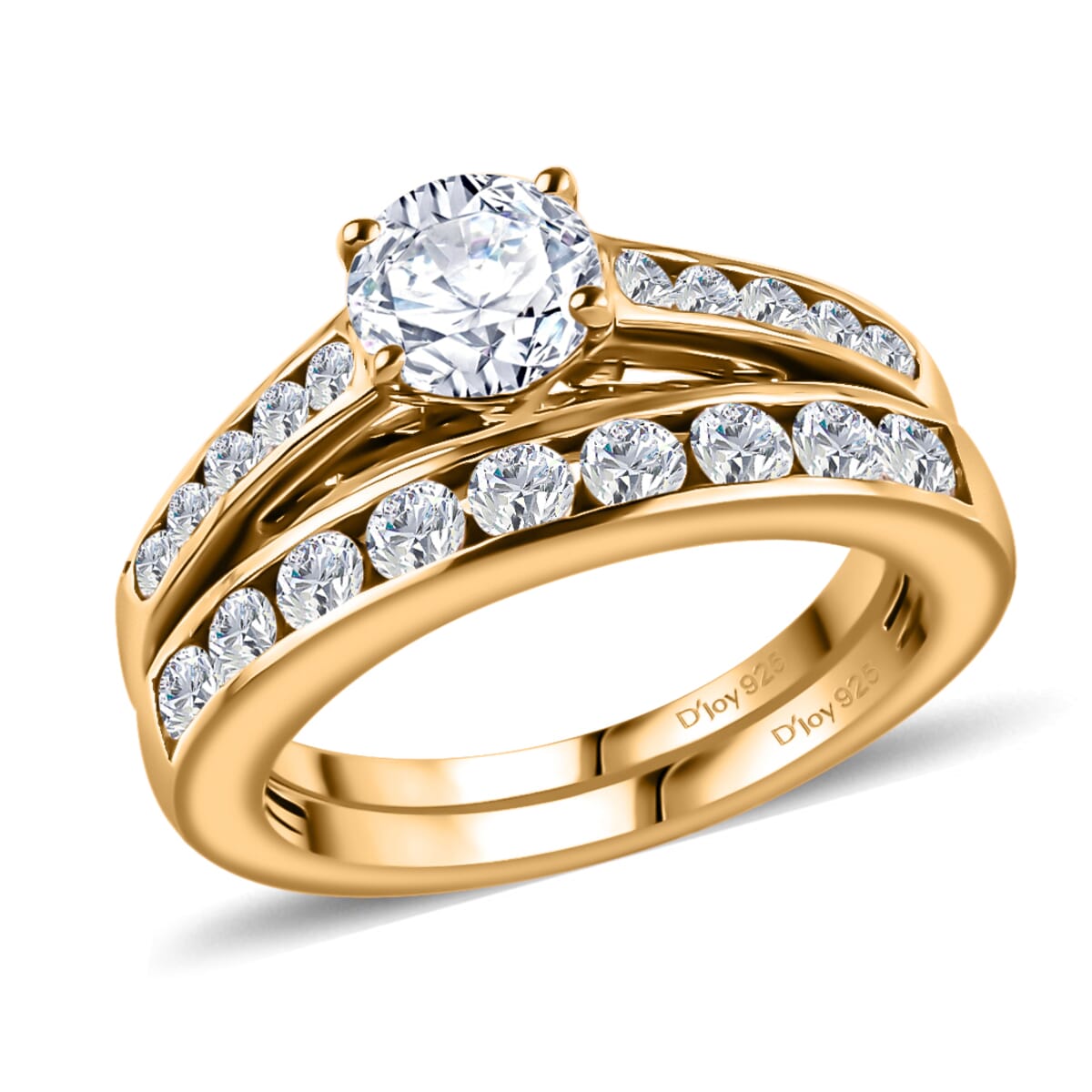 Set of 2 Moissanite 1.50 ctw Stackable Ring in Vermeil Yellow Gold Over Sterling Silver (Size 6.0) image number 0