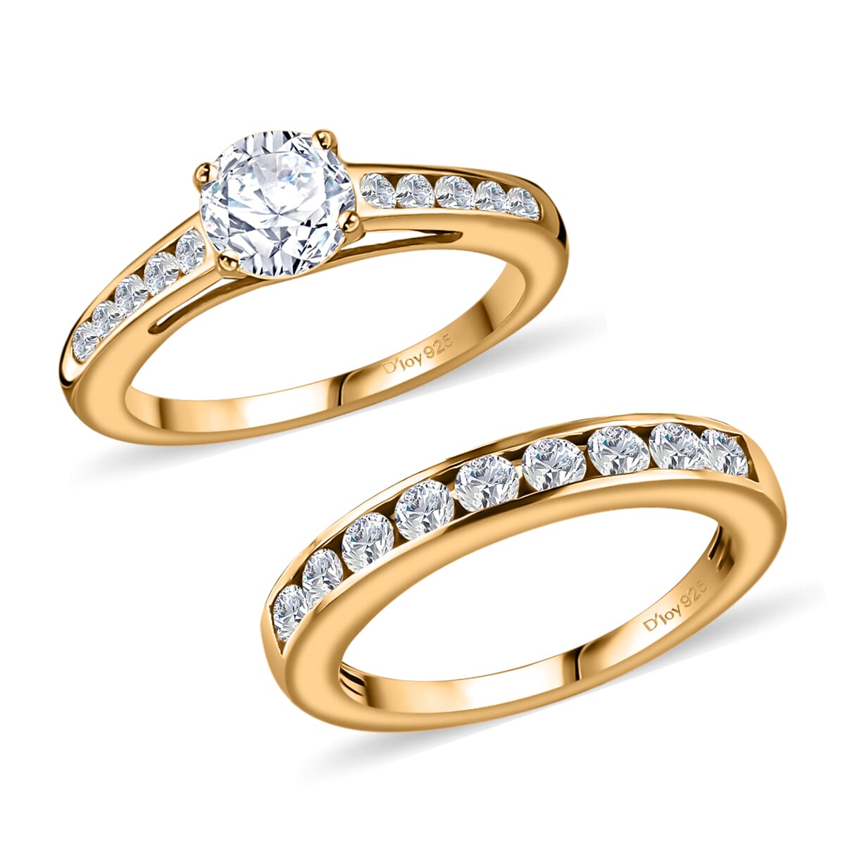 Set of 2 Moissanite 1.50 ctw Stackable Ring in Vermeil Yellow Gold Over Sterling Silver (Size 6.0) image number 4