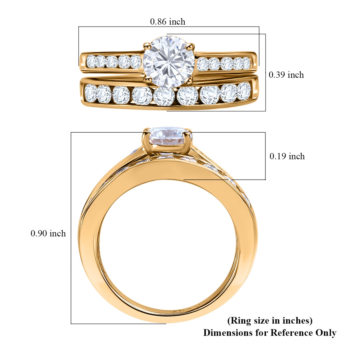 Set of 2 Moissanite 1.50 ctw Stackable Ring in Vermeil Yellow Gold Over Sterling Silver (Size 6.0) image number 6