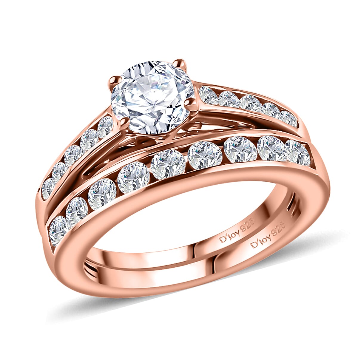 Set of 2 Moissanite 1.50 ctw Stackable Ring in Vermeil Rose Gold Over Sterling Silver (Size 6.0) image number 0