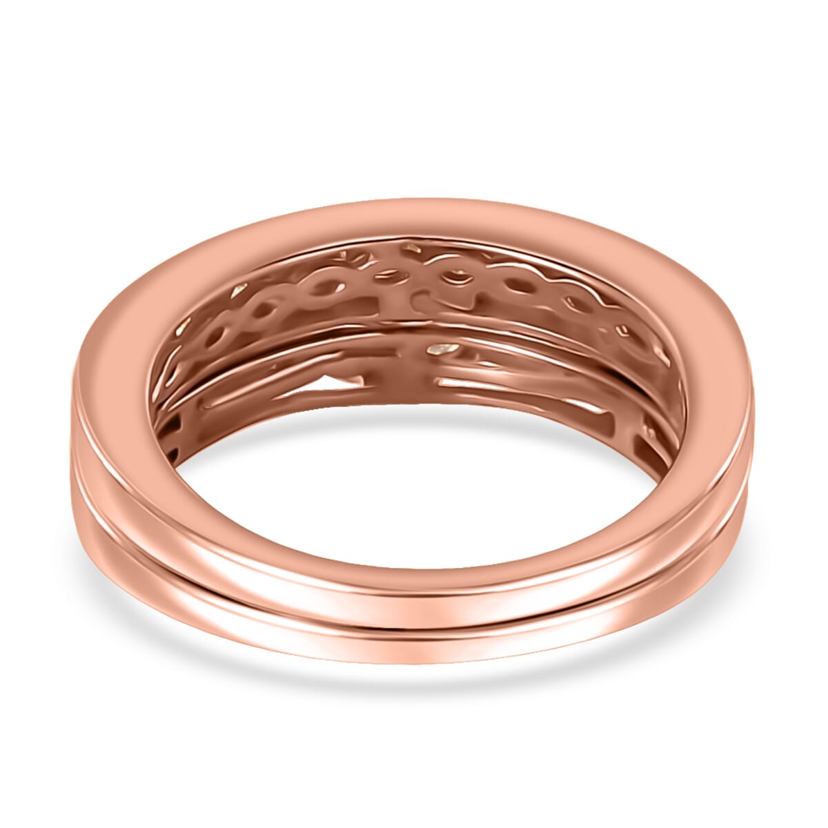 Set of 2 Moissanite 1.50 ctw Stackable Ring in Vermeil Rose Gold Over Sterling Silver (Size 9.0) image number 5