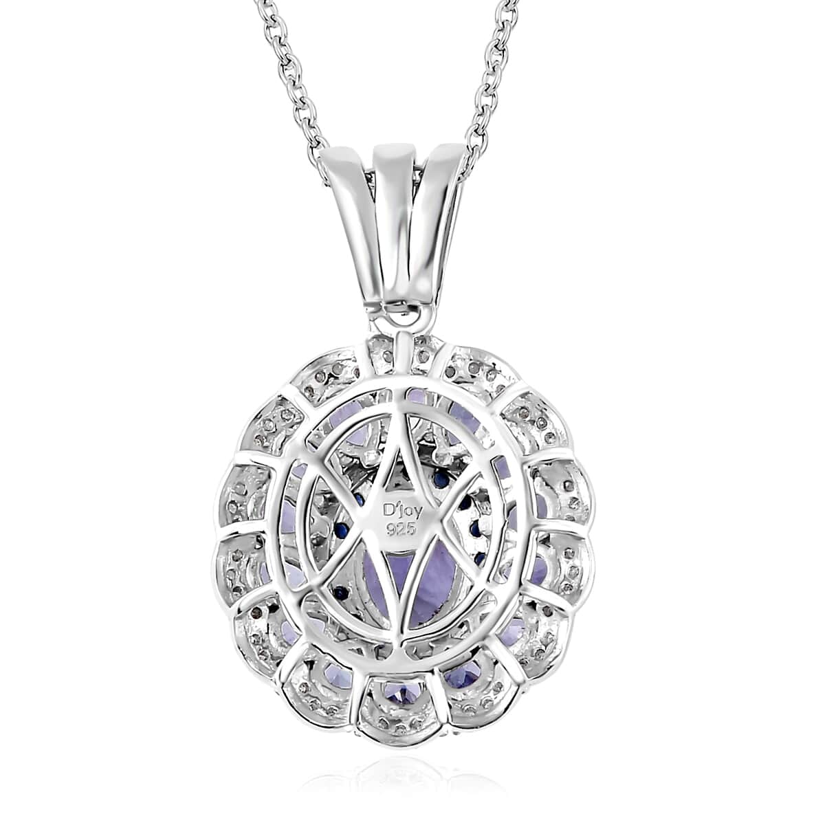 Tanzanite and Multi Gemstone Cocktail Pendant Necklace 20 Inches in Platinum Over Sterling Silver 4.35 ctw image number 4