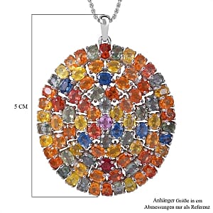 Multi Sapphire 18.15 ctw Pendant Necklace in Rhodium Over Sterling Silver 20 Inches