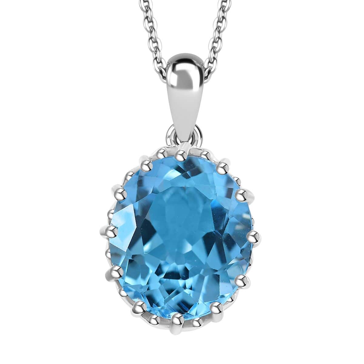 Sky Blue Topaz 8.80 ctw Pendant Necklace in Platinum Over Sterling Silver 20 Inches image number 0