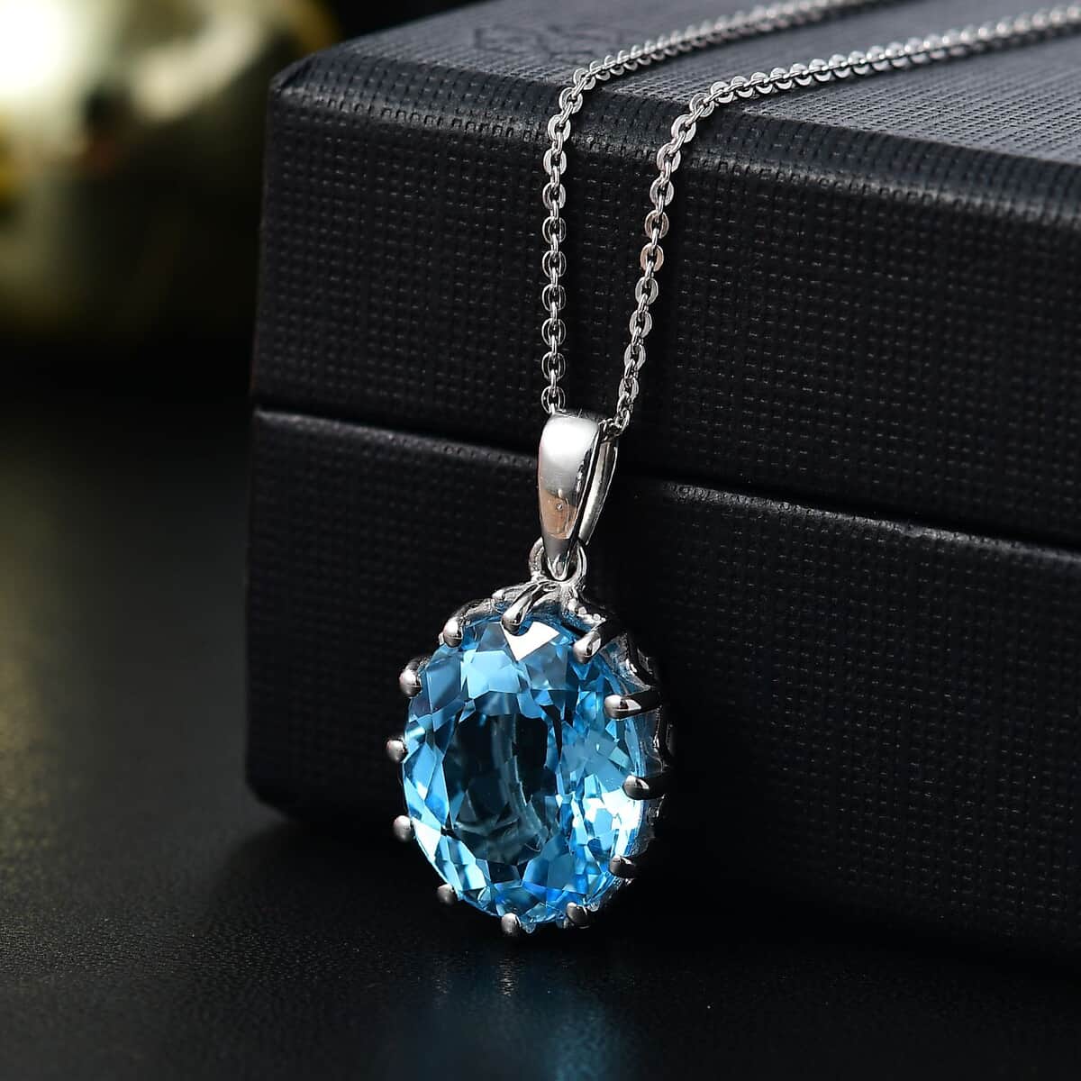 Sky Blue Topaz 8.80 ctw Pendant Necklace in Platinum Over Sterling Silver 20 Inches image number 1