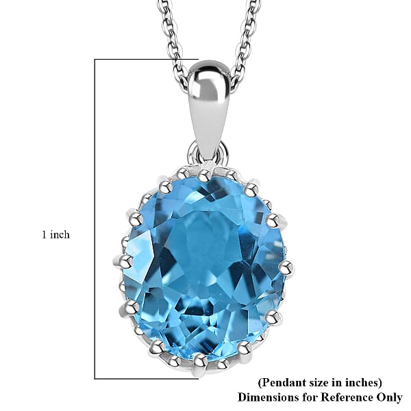 Sky Blue Topaz 8.80 ctw Pendant Necklace in Platinum Over Sterling Silver 20 Inches