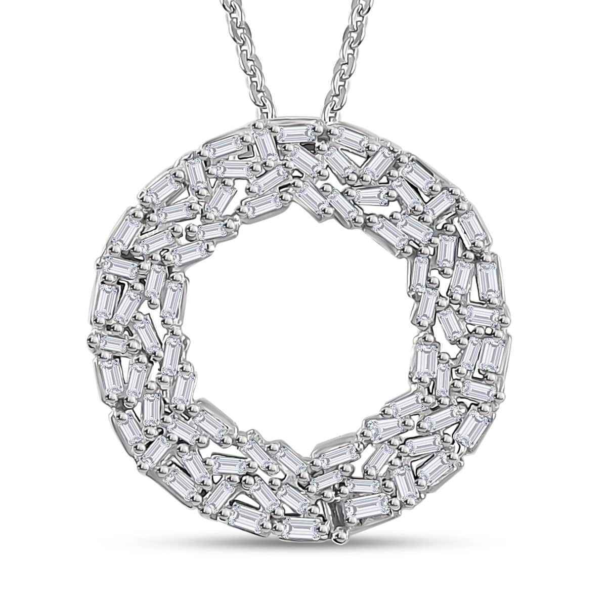 Diamond Pendant Necklace 20 Inches in Platinum Over Sterling Silver 0.50 ctw image number 0