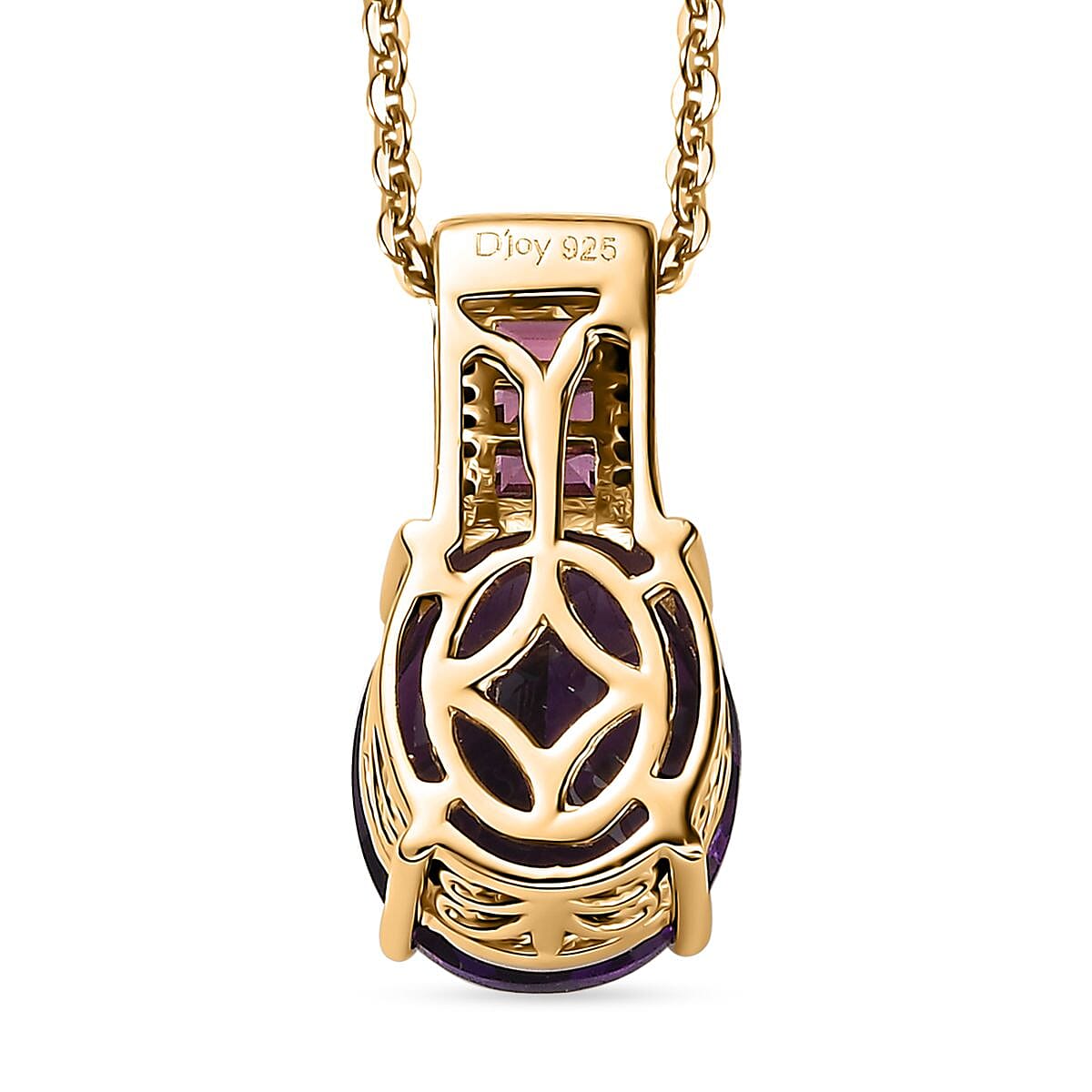 AAA Moroccan Amethyst and Multi Gemstone Pendant Necklace 20 Inches in Vermeil Yellow Gold Over Sterling Silver 5.00 ctw