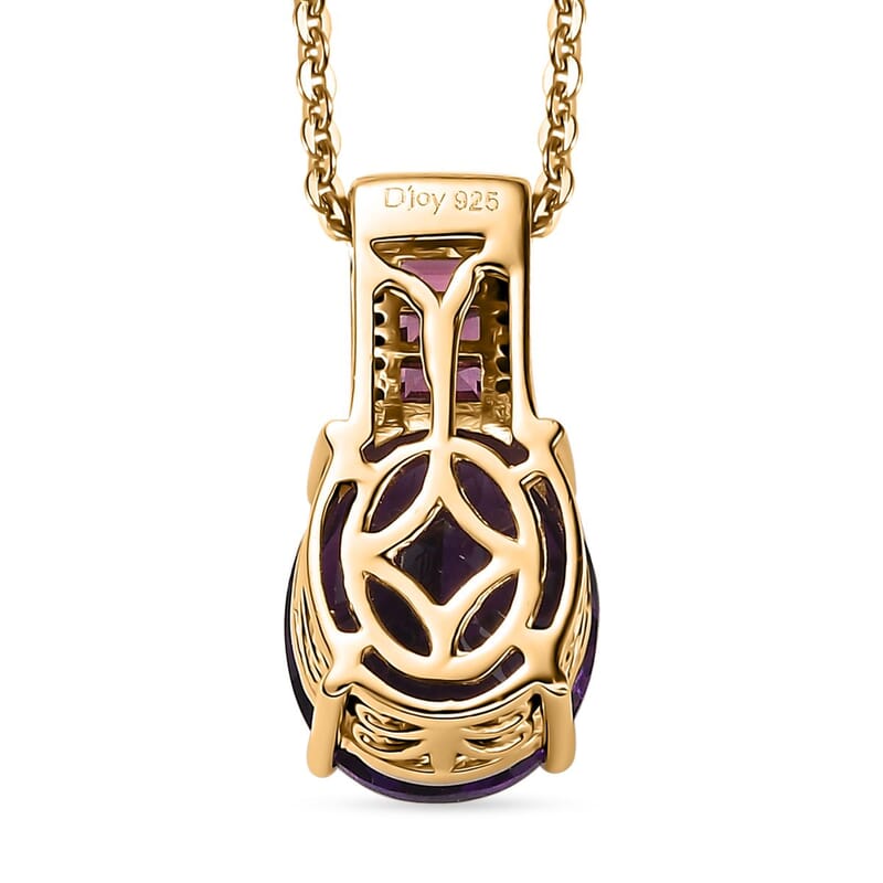 AAA Moroccan Amethyst and Multi Gemstone Pendant Necklace 20 Inches in Vermeil Yellow Gold Over Sterling Silver 5.00 ctw