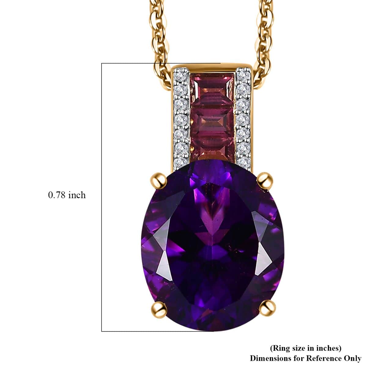 AAA Moroccan Amethyst and Multi Gemstone Pendant Necklace 20 Inches in Vermeil Yellow Gold Over Sterling Silver 5.00 ctw image number 6