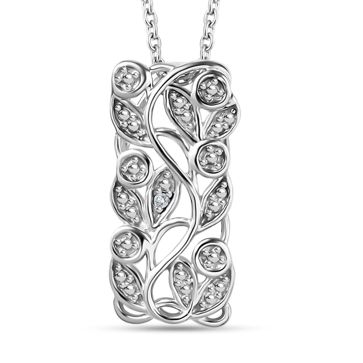 Diamond Accent Pendant Necklace (20 Inches) in Platinum Over Sterling Silver image number 0