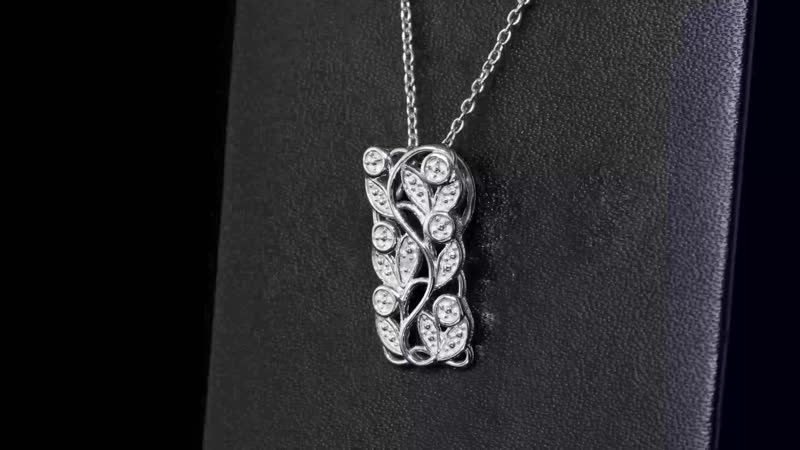 Diamond Accent Pendant Necklace (20 Inches) in Platinum Over Sterling Silver