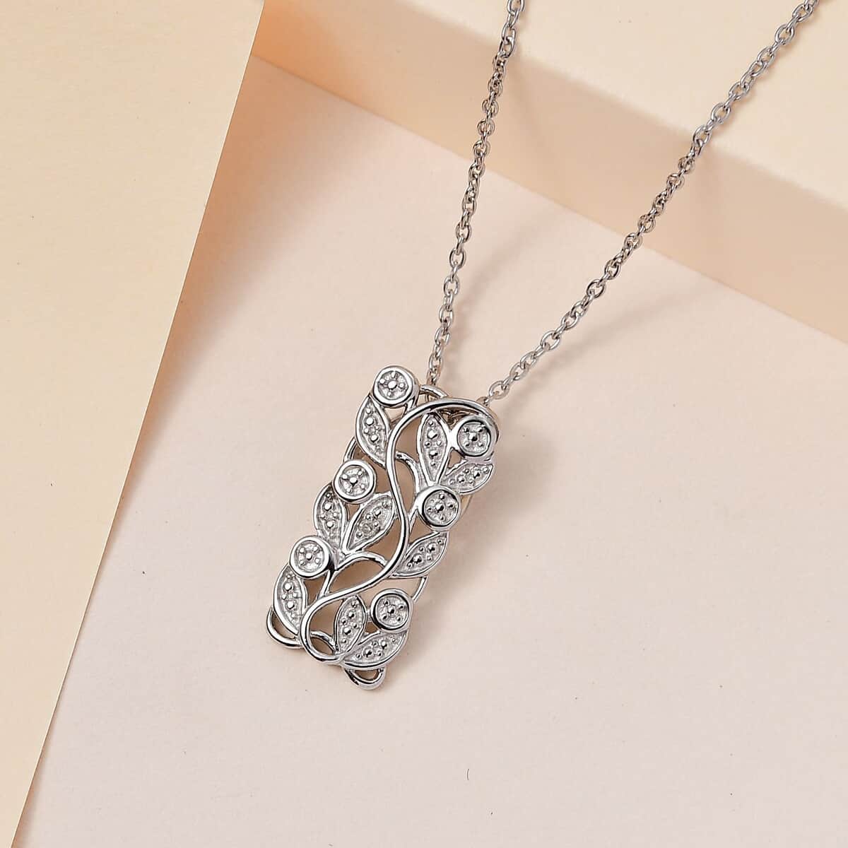 Diamond Accent Pendant Necklace (20 Inches) in Platinum Over Sterling Silver image number 1