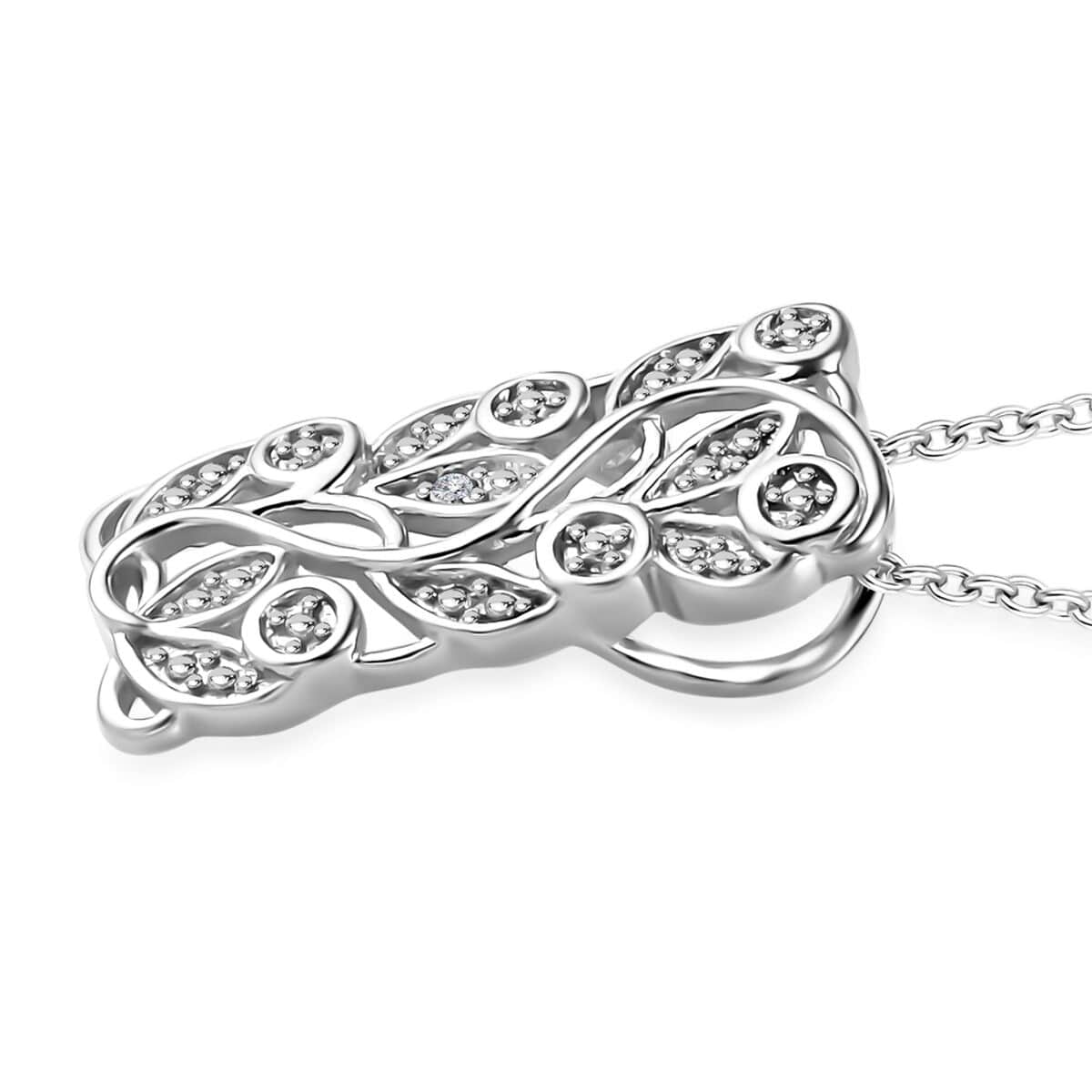 Diamond Accent Pendant Necklace (20 Inches) in Platinum Over Sterling Silver image number 3