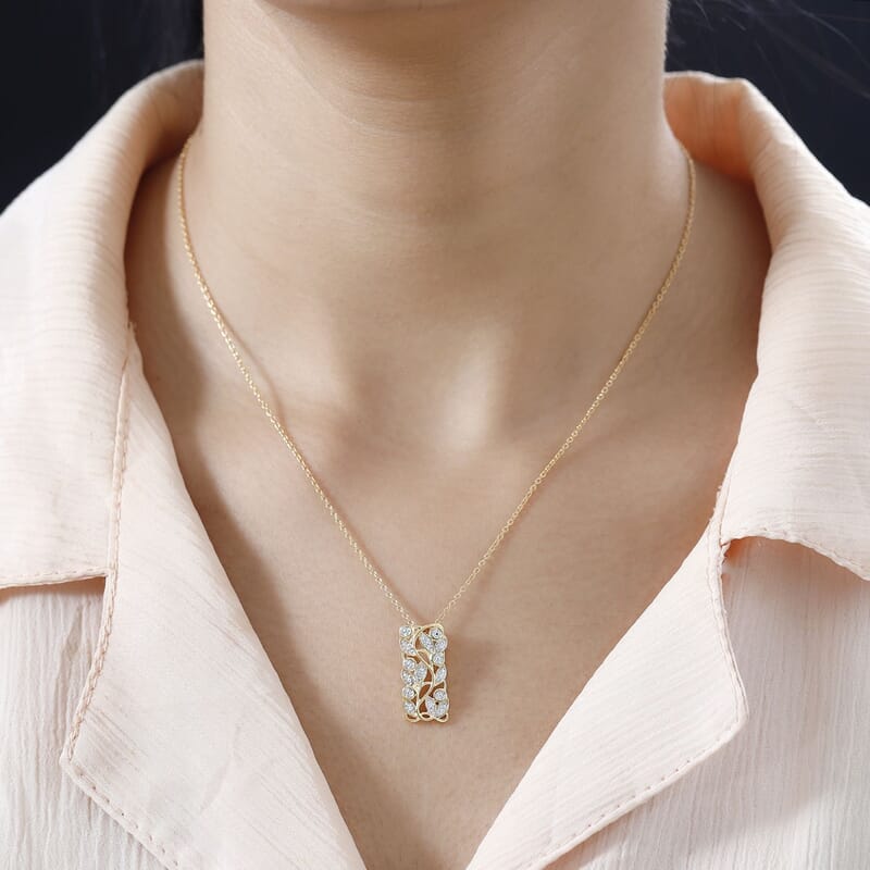 Diamond Accent Pendant Necklace 20 Inches in Vermeil Yellow Gold Over Sterling Silver