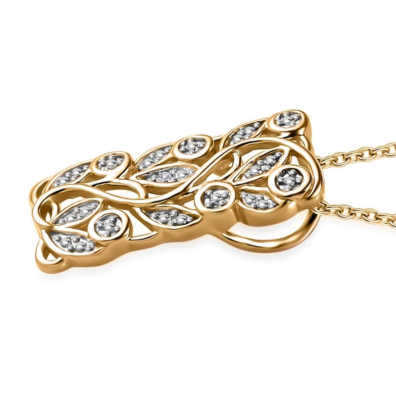 Diamond Accent Pendant Necklace 20 Inches in Vermeil Yellow Gold Over Sterling Silver