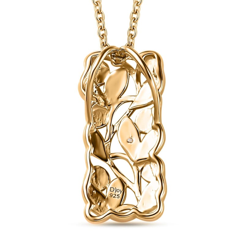 Diamond Accent Pendant Necklace 20 Inches in Vermeil Yellow Gold Over Sterling Silver