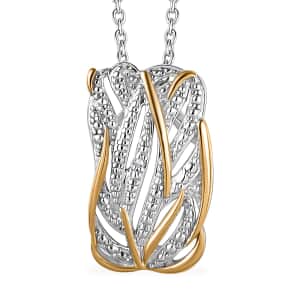 Diamond Accent Pendant Necklace 20 Inches in Vermeil Yellow Gold and Platinum Over Sterling Silver