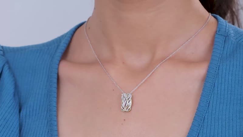 Diamond Accent Pendant Necklace 20 Inches in Vermeil Yellow Gold and Platinum Over Sterling Silver