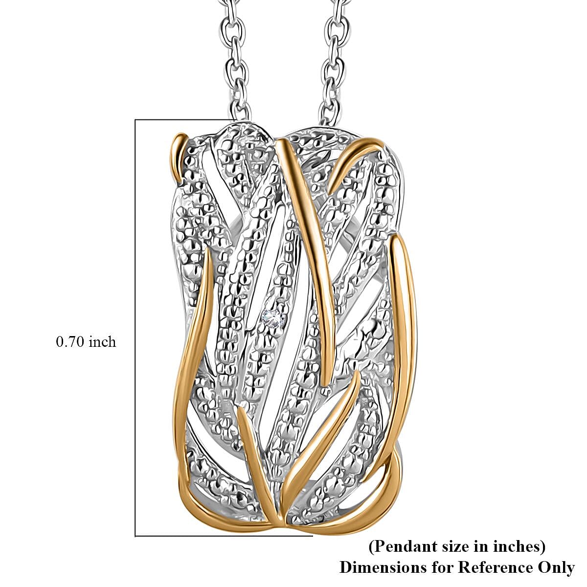 Diamond Accent Pendant Necklace 20 Inches in Vermeil Yellow Gold and Platinum Over Sterling Silver