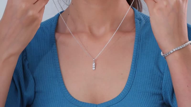 White Diamond Pendant, Earrings and Bracelet in Platinum Over Sterling Silver 0.22 ctw