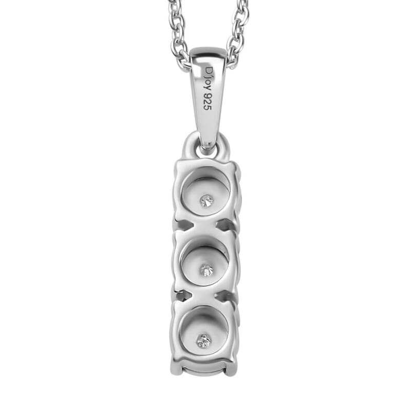Diamond 3 Stone Pendant, Solitaire Stud Earrings and Tennis Bracelet (7.25 In) in Platinum Over Sterling Silver 0.20 ctw