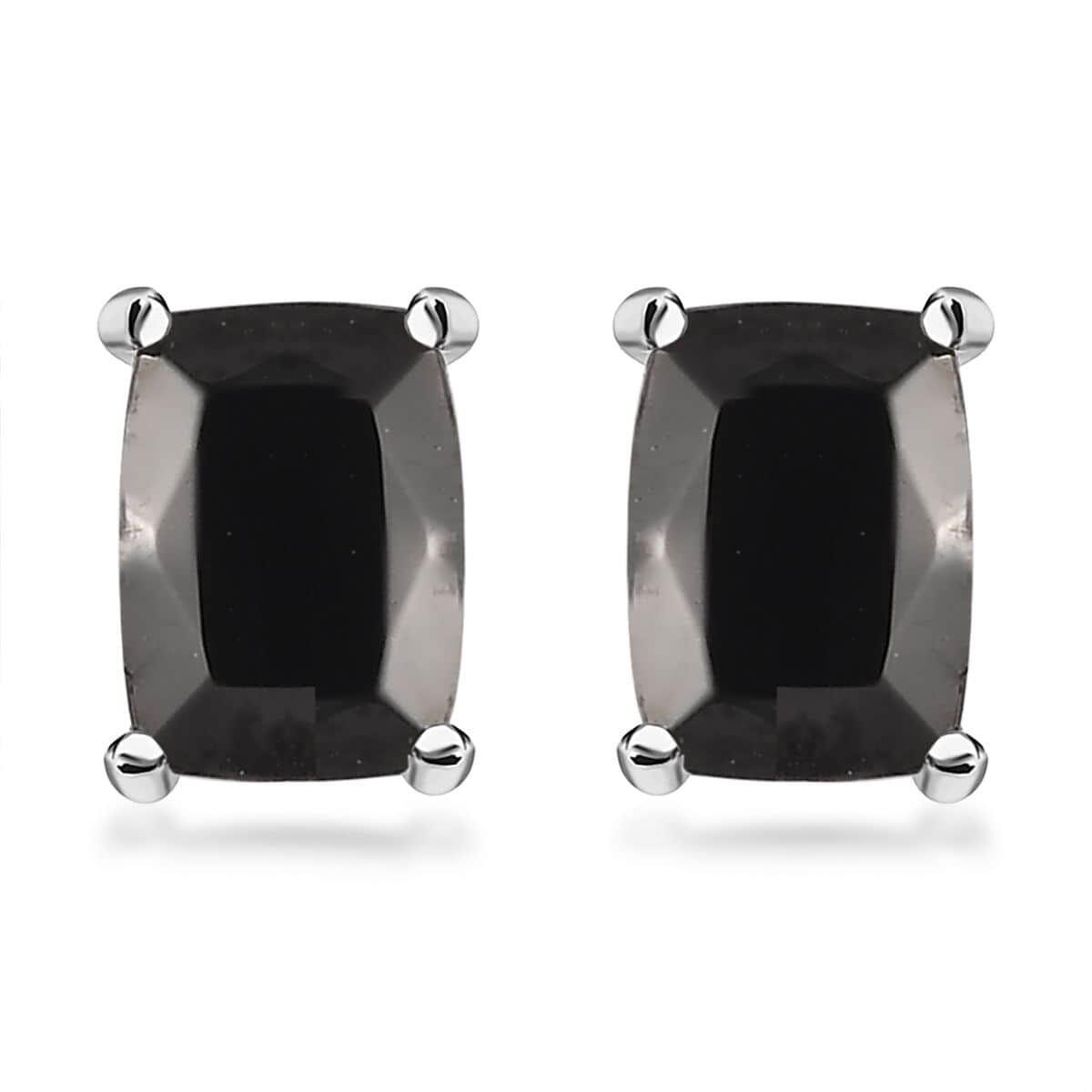 Elite Shungite Ring (Size 5.0) and Solitaire Stud Earrings in Platinum Over Sterling Silver 2.15 ctw image number 6