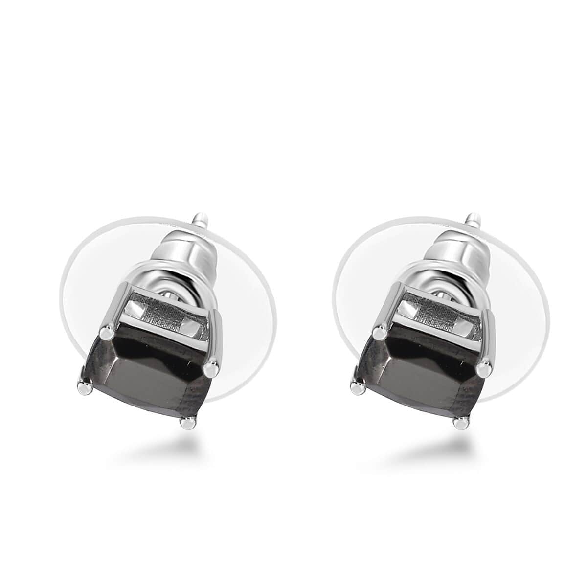 Elite Shungite Ring (Size 5.0) and Solitaire Stud Earrings in Platinum Over Sterling Silver 2.15 ctw image number 7
