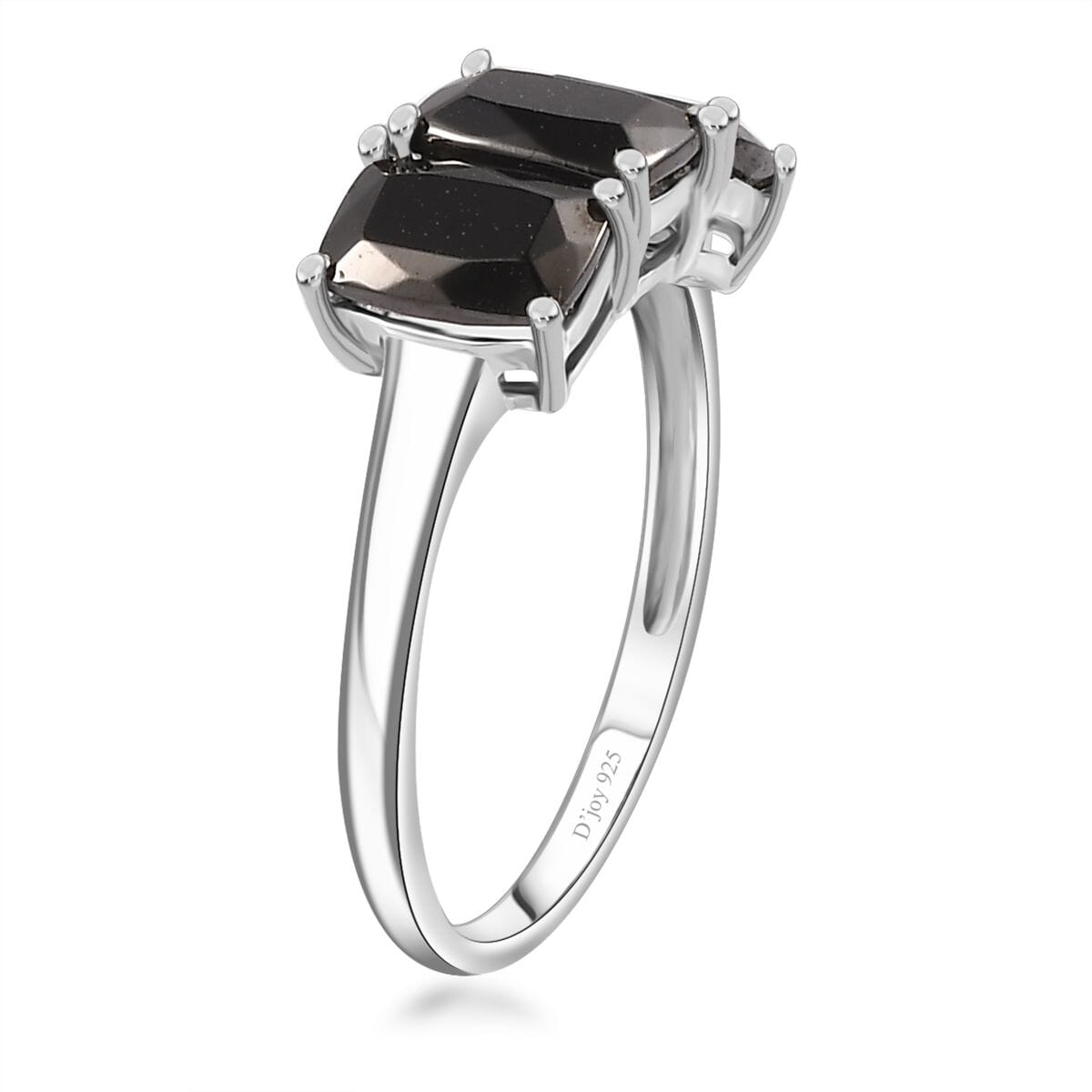 Elite Shungite 3 Stone Ring (Size 10.0) and Solitaire Stud Earrings in Platinum Over Sterling Silver 2.15 ctw image number 4