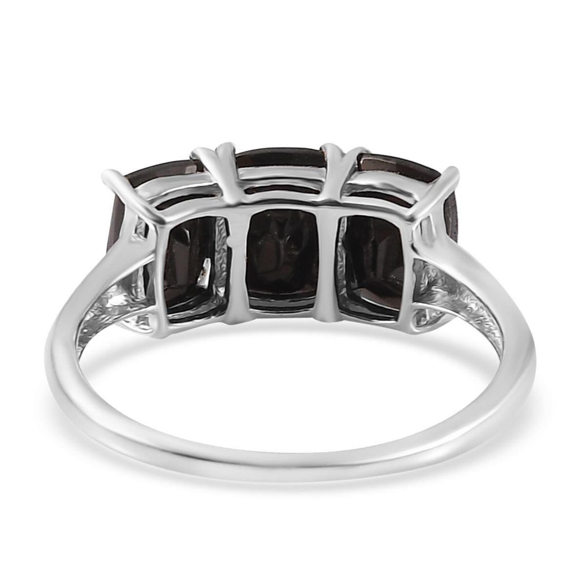 Elite Shungite 3 Stone Ring (Size 10.0) and Solitaire Stud Earrings in Platinum Over Sterling Silver 2.15 ctw image number 5