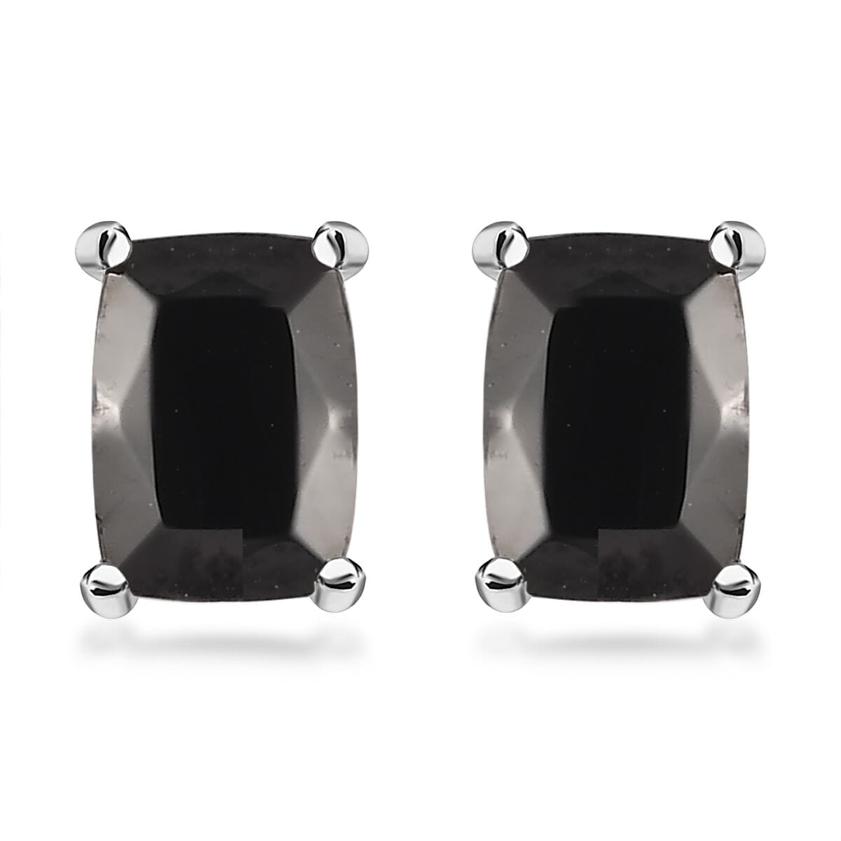 Elite Shungite 3 Stone Ring (Size 10.0) and Solitaire Stud Earrings in Platinum Over Sterling Silver 2.15 ctw image number 6