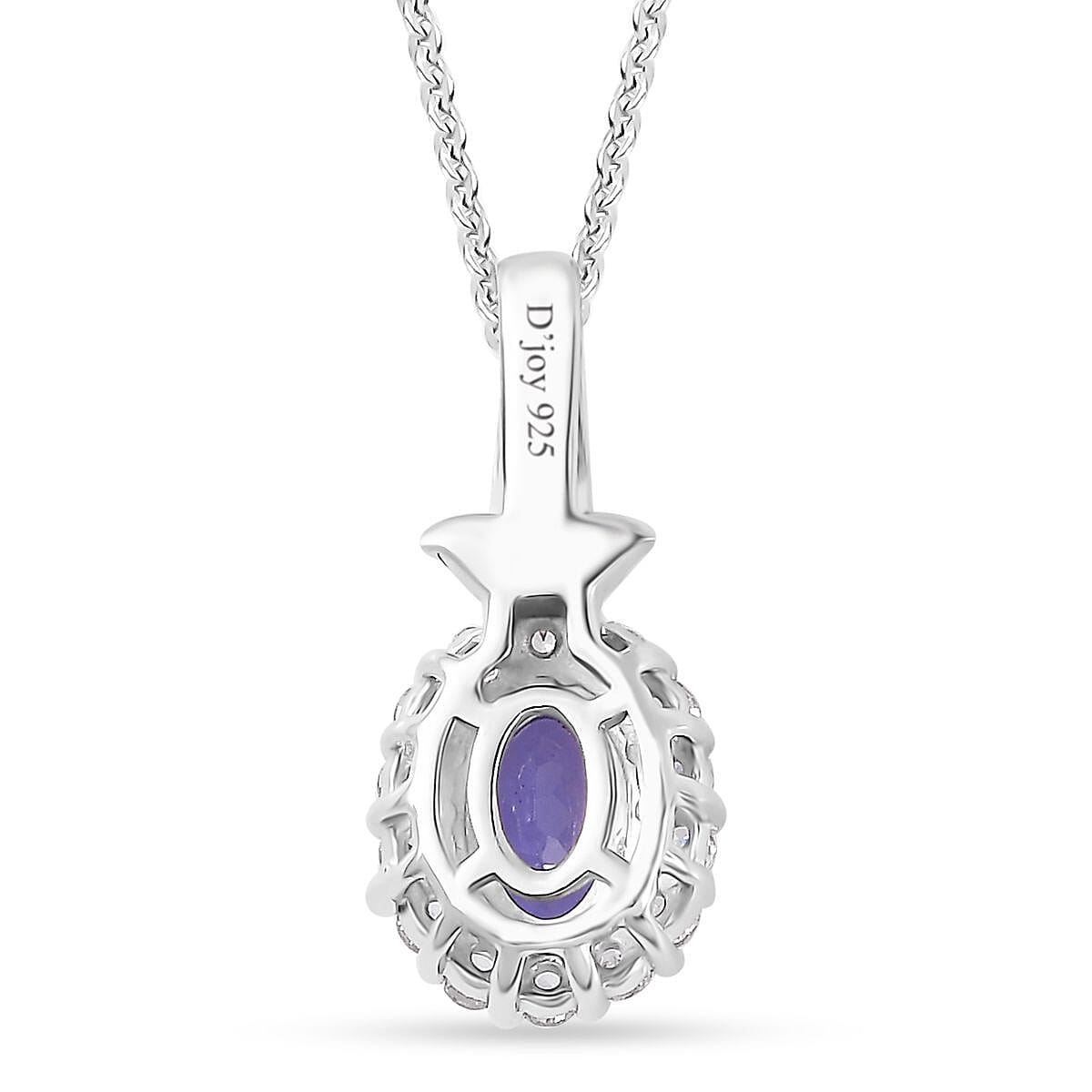 AAA Tanzanite and White Zircon Halo Pendant Necklace 20 Inches in Platinum Over Sterling Silver 0.75 ctw