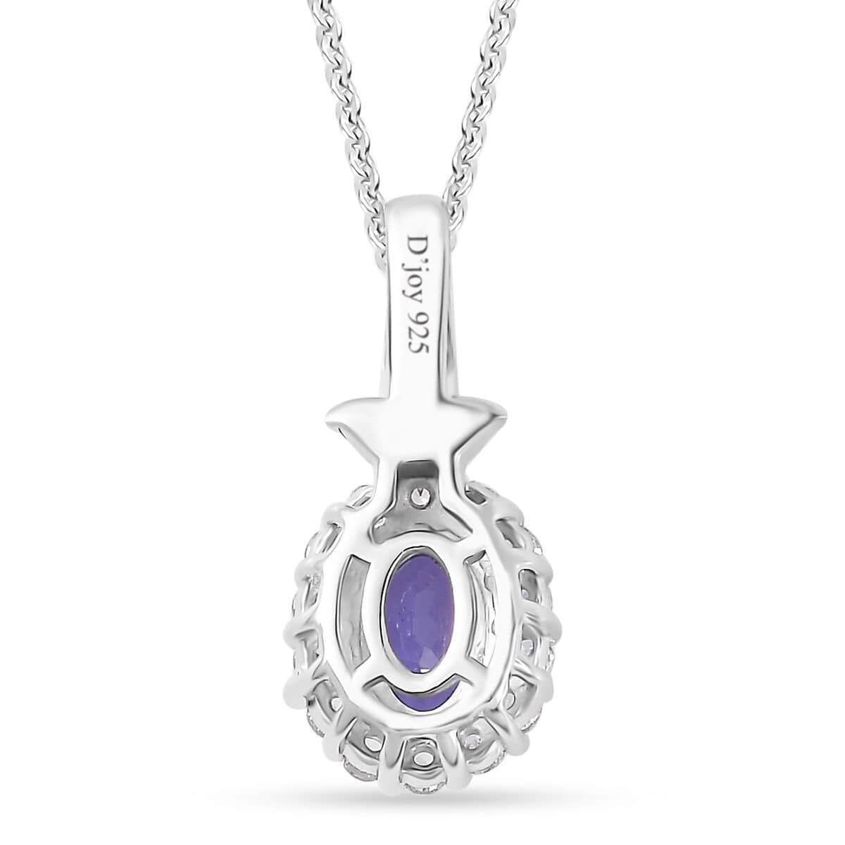 AAA Tanzanite and White Zircon Halo Pendant Necklace 20 Inches in Platinum Over Sterling Silver 0.75 ctw image number 4