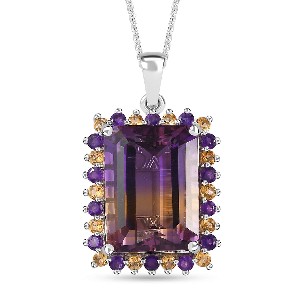 AAA Anahi Ametrine and Multi Gemstone Pendant Necklace 20 Inches in Platinum Over Sterling Silver 23.90 ctw image number 0