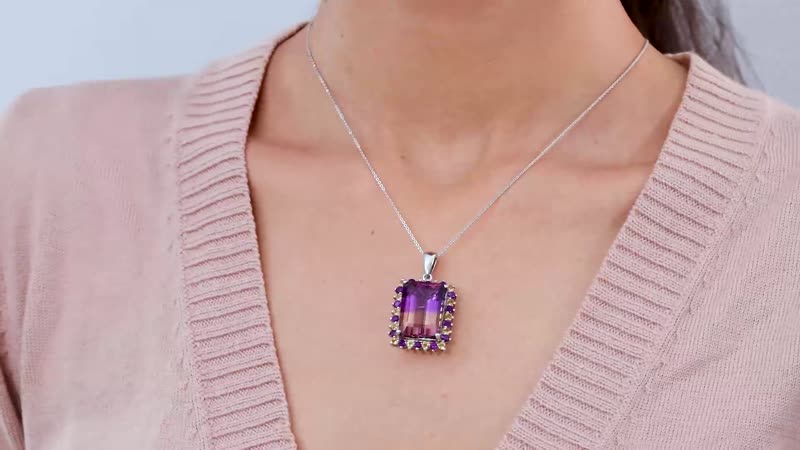 AAA Anahi Ametrine and Multi Gemstone Pendant Necklace 20 Inches in Platinum Over Sterling Silver 23.90 ctw