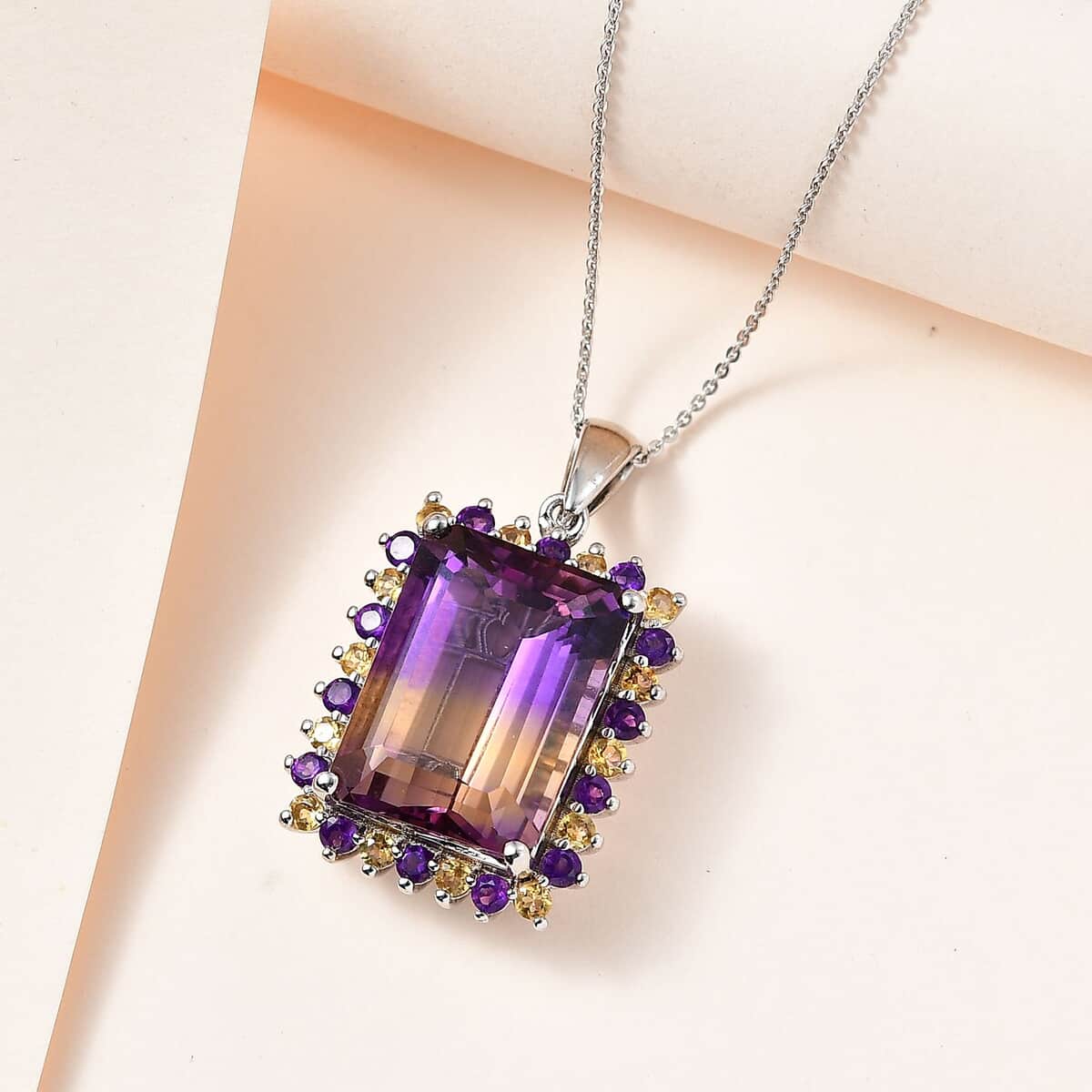 AAA Anahi Ametrine and Multi Gemstone Pendant Necklace 20 Inches in Platinum Over Sterling Silver 23.90 ctw image number 1